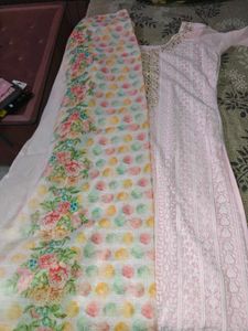 Pink Chikankari Kurta with dupatta and plazo