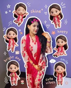Beautiful Pink Floral Kurta Set large size