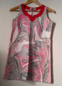 Retro Dot Print V-Neck Top