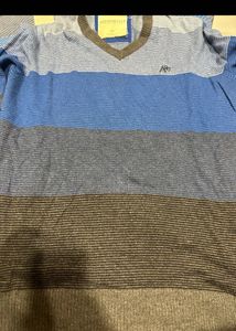 Aeropostale Striped V-Neck Knit Sweater Cum Sweats
