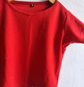Crop Top Combo:  Graphic Tee + Plain Red Cro
