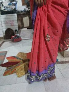 pink and purple shade Saree
