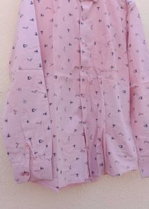 Men's Pink Printed Casual Shirt