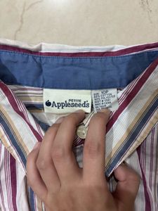 stripped button-up shirt