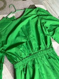 Vibrant Green Tiered Mini Dress