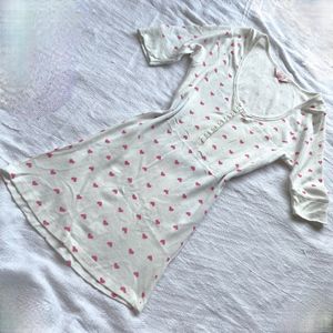 High Quality Branded Pink Hearts White Y2k Top Or Dress