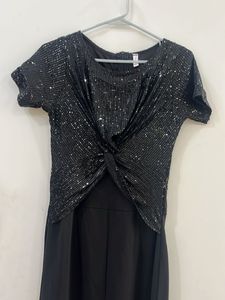 Black Sequin Party Jumpsuit