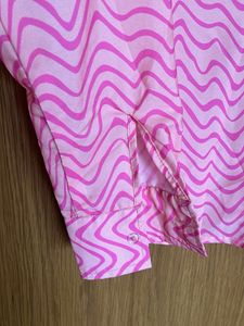 Pink Wavy Pattern Button-Up Shirt