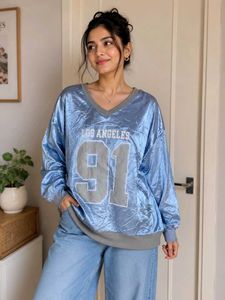 Light Blue "Los Angeles 91" Velour Top