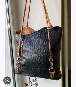 Chic Black Ostrich Texture Handbag(bagpack)