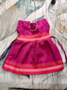 Cute Casual yellow and ethnic magenta Frock