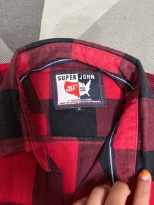 Men's Red &amp; Black Plaid Shirt