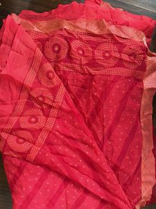 Vibrant pink Saree with Gold Print
