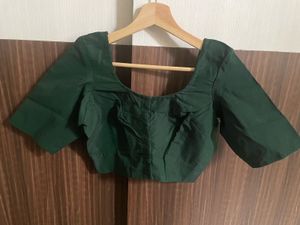 Emerald Green Raw Silk Blouse