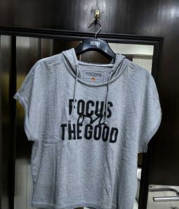 Grey Graphic Print Top