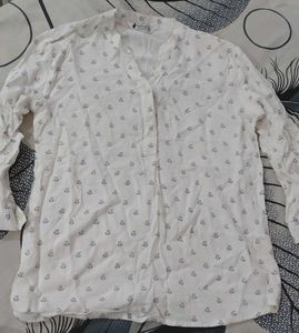 Chic White Printed Long Sleeve Top