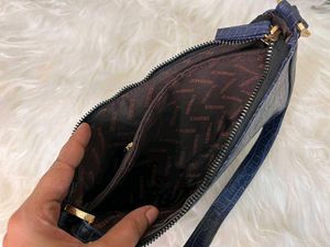 Blue ( Croc Embossed ) Shoulder Bag
