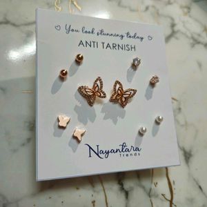 Butterfly Stud Set Of 5 EARRINGS Anti Tarnish