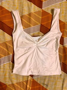 White Ruched Tank Top