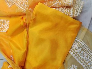 Yellow Embroidered Unstitched Suit