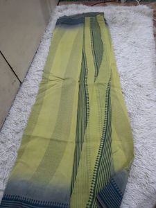 Yellow Striped Saree with Blouse