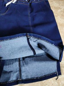 Classic Blue Denim Midi Skirt