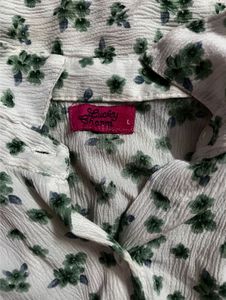 Vintage White &amp; Green Floral Smocked T