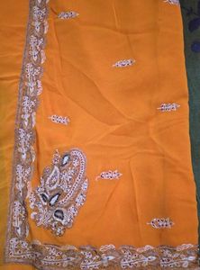 Orange Embroidered Saree