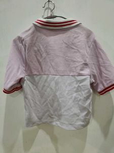 Pink &amp; White Collared Polo Shirt