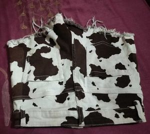 Cow Print Denim shorts