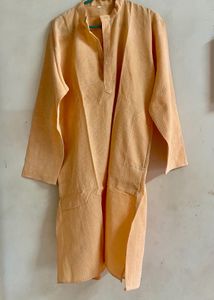 Men's Peach Striped Kurta Set