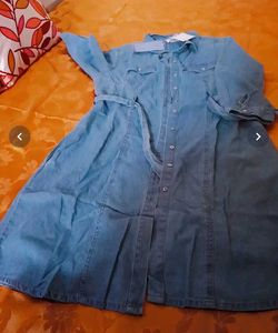 Denim Belted Shirt Dress with tags