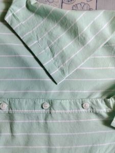 Light Green Striped max's half Sleeve Shirt