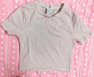 Soft Pink H&M Cropped T-Shirt