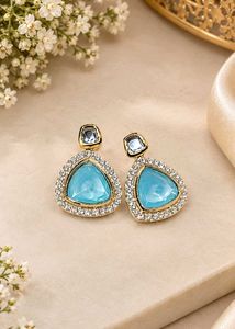 Elegant Blue Stone & Crystal Earrings