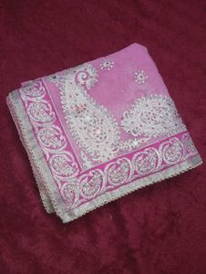 Dark Pink Silver Zari Saree Now ₹4500