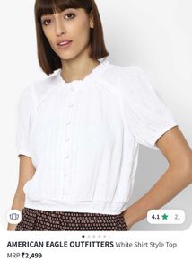 American eagle- White Puff Sleeve Blouse