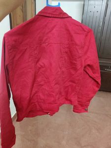 RED DENIM LIKE OVERCOAT FOR WOMEN