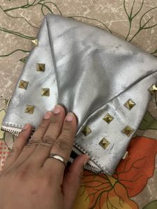 Silver Studded Clutch Bag