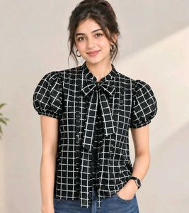 Vintage Look, Puff Sleeves & Ruffle @Front