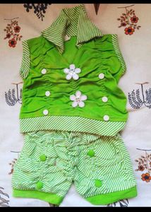 Green Ruffle Shorts Set