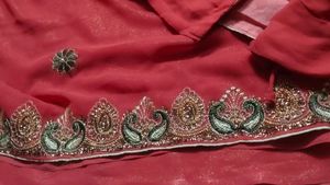 Elegant Red Embellished Saree