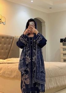 Elegant Navy Blue Embroidered Pakistani Kurta Set
