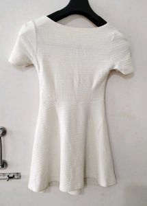 Cream Textured Fit &amp; Flare Dress