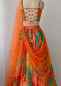 coral tye and dye Lehenga( New)