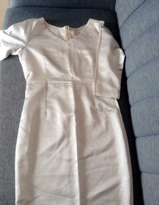 custom made Elegant Silver Satin Midi Dress