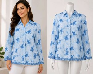 Stylish Tie-Dye Eyelet Top