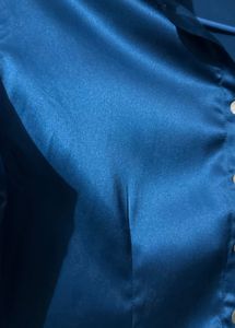 Elegant Teal Satin Shirt