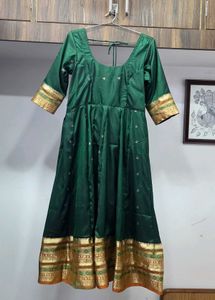 Beautiful Green Silk Gown with Gold Border