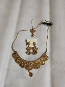 Exquisite Gold-Tone Necklace & Earring Set